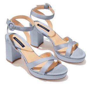 Margaux NY Platform Sandal. Color Satin Powder. Size 40 M